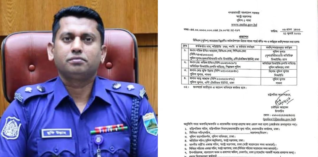 ‎পাবনার এসপিসহ পুলিশের ১০ ঊর্ধ্বতন কর্মকর্তা বদলি