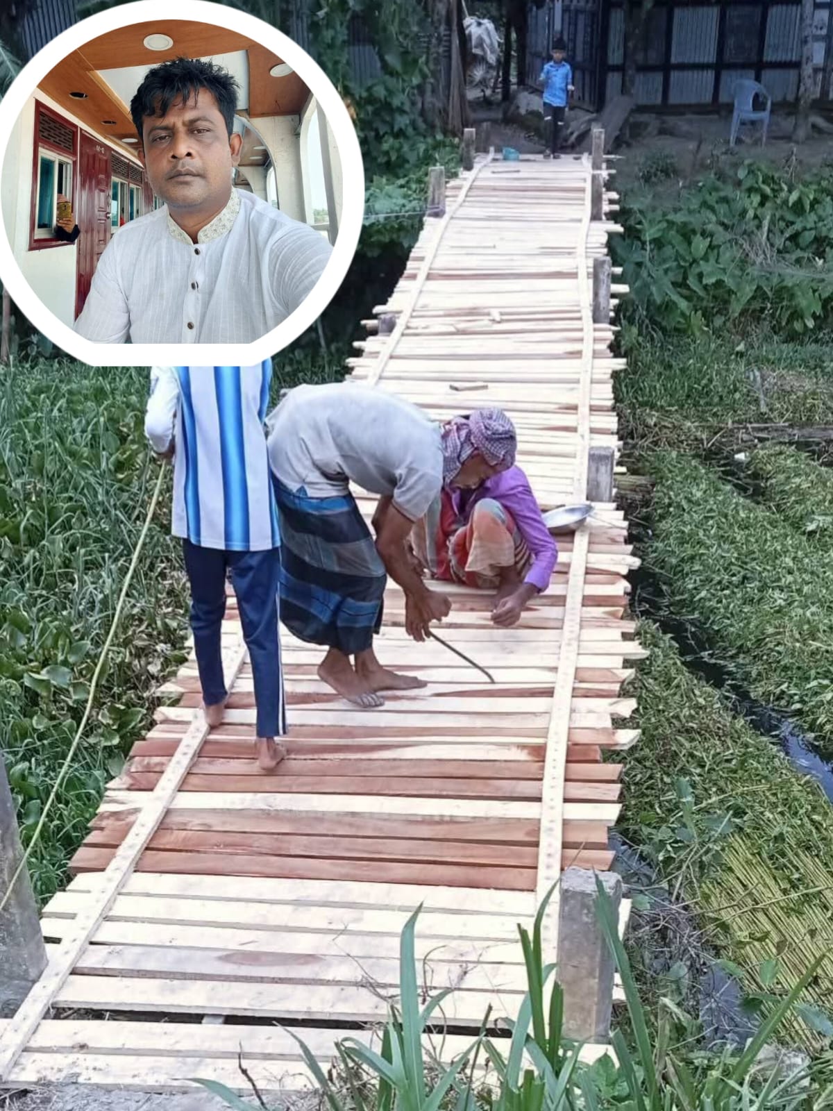 ব্যক্তিগত অর্থায়নে গাজী কান্দিতে কাঠের সেতু নির্মাণ, দুর্ভোগ কাটিয়ে স্বস্তিতে এলাকাবাসী