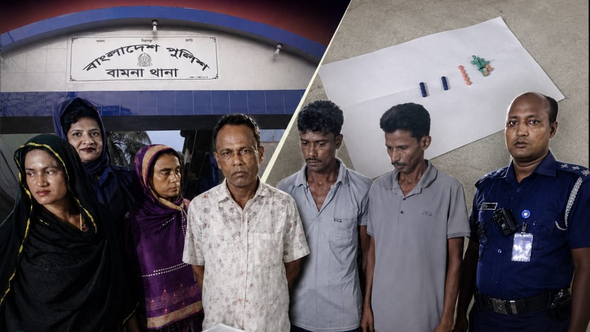 বামনায় পুলিশের অভিযানে ২৫ পিস ইয়াবাসহ আটক ৫
