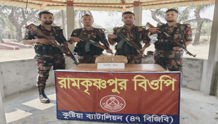 কুষ্টিয়া সীমান্তে বিজিবির পৃথক অভিযানে ভারতীয় গাঁজা, মদ ও বিপুল পরিমাণ ঔষধ উদ্ধার